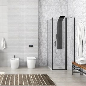 Kamalu - Box doccia 70x120cm finitura nera battente e fisso 70cm | KPX2800N