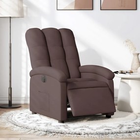 Poltrona Elettrica Reclinabile Marrone Scuro İn Tessuto /