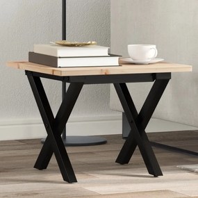 Tavolino Da Salotto Telaio A X 50x50x35 Cm Legno Pino E Acciaio /