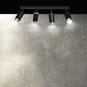 Lampada da Soffitto in Acciaio HIRO 4 Nero Cromo/Oro 4xGU10