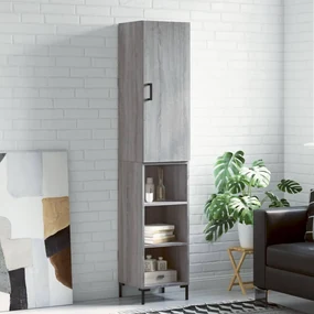 Credenza grigio sonoma 34,5x34x180 cm in legno multistrato