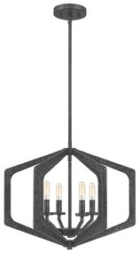 Lampadario Industrial Nordico Vanguard Acciaio Nero Antico 4 Luci E14