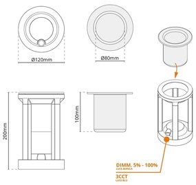 Lampada Portavaso da Tavolo Ricaricabile 2.2W IP54 CCT - Nera