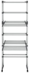 Stendibiancheria a 3 Livelli con Ruote Argento 60x70x129 cm