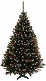 Bellissimo albero di Natale decorato con sorbo e pigne 220 cm