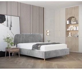 Letto matrimoniale imbottito grigio con spazio contenitivo e rete 180x200 cm Noto - Maison de Rêve