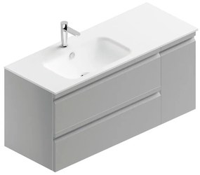 Mobile sottolavabo e lavabo Pull per vasca a sinistra grigio artico opaco in mdf L 120 x H 56 x P 46 cm, 1 anta 2 cassetti