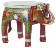 Tavolo aggiuntivo DKD Home Decor Marrone Multicolore Acrilico Legno di mango Elefant (45 x 34 x 34 cm)
