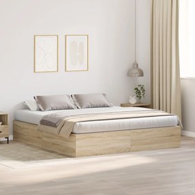 Struttura letto con contenitore  in rovere sonoma 200x200 cm