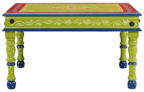 Tavolino salotto verde dipinto a mano legno massello di mango