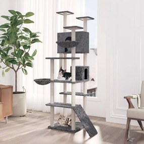 Albero per gatti con tiragraffi in sisal grigio scuro 191 cm