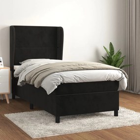 Giroletto A Molle Con Materasso Nero 100x200 Cm İn Velluto /