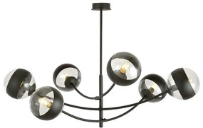 Plafoniera Contemporaneo Oceano Acciaio Nero 6 Luci E14 Ip20