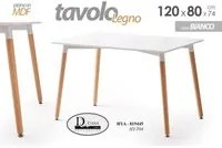 Tavolo MDF moderno urban industrial bianco rettangolare cm 120 x 80 x 74 h