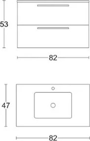 Mobile bagno sospeso con lavabo MAYA1 80 cm in legno Ruggine Opaco