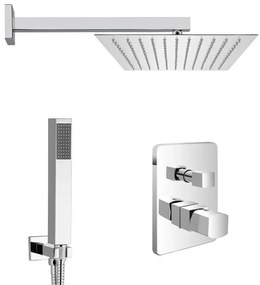 Set doccia da incasso con soffione 30x20 cm e kit doccia completo Lotus