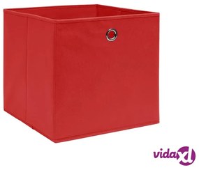 vidaXL Contenitori 4 pz in Tessuto non Tessuto 28x28x28 cm Rosso