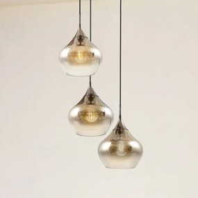 Lampada a sospensione in vetro Jarven Lucande, dimmerabile, Alluminio / Grigio / Zincato, Soggiorno / Sala da pranzo, Vetro, Moderno, Lampada a sospensione