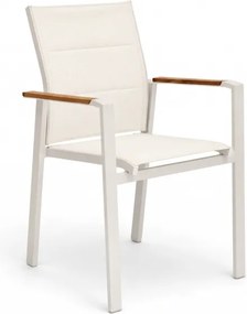 Sedia Da Esterno In Alluminio E Textilene Con Braccioli Polywood Bianco