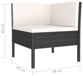 Set Divani da Giardino 10 pz con Cuscini in Polyrattan Nero