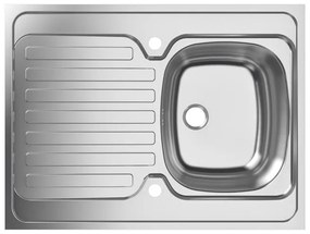 Lavello integrato 1 vasca con gocciolatoio laterale destro o sinistro DELINIA Kama inox L 60 x L 80 cm argento