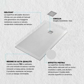 Piatto doccia semicircolare 100x100 grigio riducibile su misura Ten