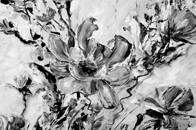Quadro su tela – Fiori dipinti dell'estate in bianco e nero