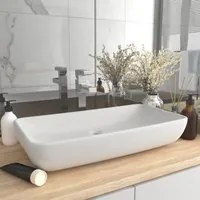 Lavandino Luxury Rettangolare Bianco Opaco 71x38cm Ceramica cod mxl 43443