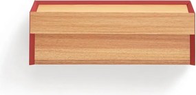 Comodino rosso con piano effetto rovere da parete Arista – Teulat