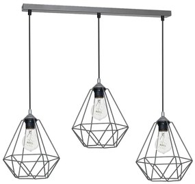 Lampada a sospensione BASKET 3xE27/60W/230V grigio
