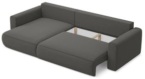 Divano angolare grigio scuro allungabile/con contenitore (con penisola a sinistra/con chaise lounge) con rivestimento in velluto Kapua – Makamii