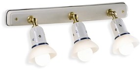 Applique Classica Savona Ceramica E Ottone Satinato Decorato 3 Luci E14