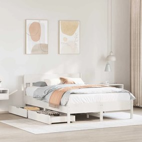 Letto Senza Materasso Bianco 160x200 Cm Legno Massello Di Pino /
