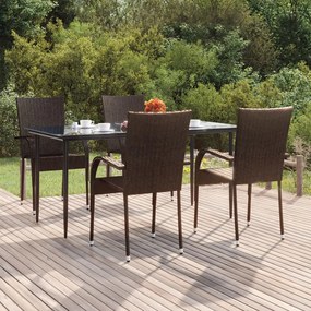 Set da pranzo da giardino 5 pz marrone in polyrattan