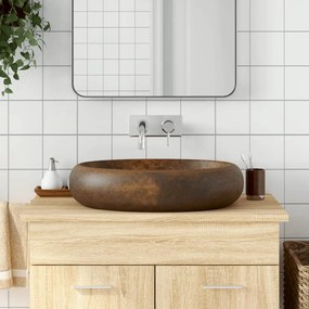 Lavabo Da Appoggio Marrone Ovale 59x40x15 Cm Ceramica /