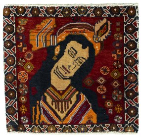 Shiraz Tappeto 50x50 Rosso (Iran) Annodato A Mano