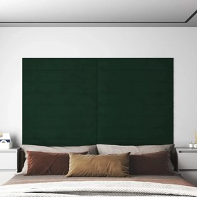 Pannelli Murali 12 Pz Verde Scuro 90x15 Cm Velluto 1,62 M² /