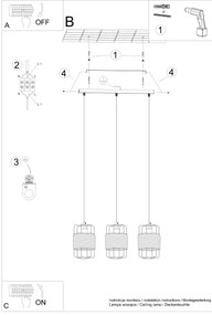 Sollux SL.1301 - Lampadario a sospensione con filo GIZUR 3xE27/15W/230V
