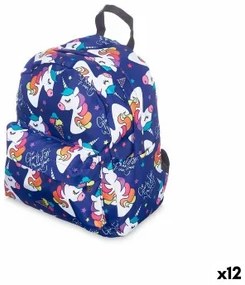 Zaino Scuola Unicorno Multicolore 28 x 12 x 22 cm (12 Unità)