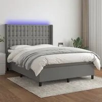 Letto a Molle Materasso e LED Grigio Scuro 140x190cm in Tessuto 3138630