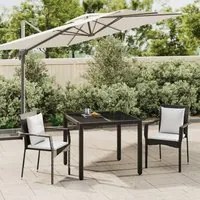 Set da Pranzo da Giardino 3 pz con Cuscini Nero in Polyrattan 3184975