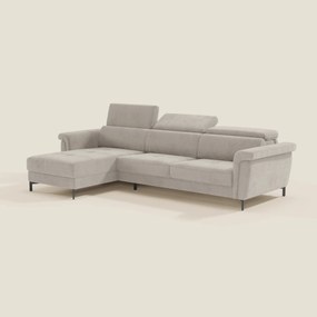 Capri Divano letto angolare con penisola contenitore e poggiatesta reclinabili - elegante tessuto smacchiabile T30
