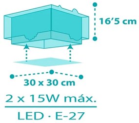 Dalber 63316 - Lampada da soffitto per bambini HAPPY JUNGLE 2xE27/15W/230V