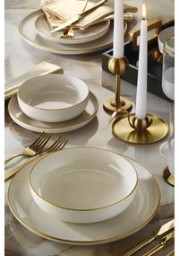 Set da tavola 16 pezzi in porcellana bianca con finiture dorate
