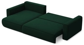 Divano angolare verde allungabile/con contenitore (con penisola a sinistra/con chaise lounge) con rivestimento in velluto Kapua – Makamii
