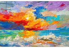 Pittura su vetro 100x70 cm Abstract Sunset - Wallity