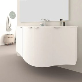 Mobile sottolavabo e lavabo Onda per vasca centrale bianco opaco L 138 x H 70 x P 51 cm