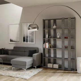 Libreria 120x204h cm in legno Cemento con 6 ripiani - KATO A SMALL