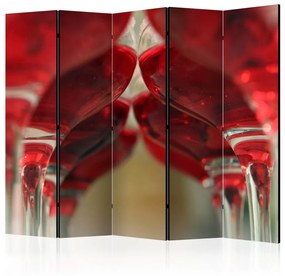 Paravento design Wine Bar II (5 parti) - vino rosso in calici di vetro