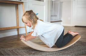Tavola di equilibrio montessori blu/di colore naturale in pino massiccio 80x30x18 cm Montessori – Meowbaby